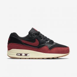 NIKE AIR MAX 1 ESSENTIAL Black/Sail/Gum Medium Brown/Gym Red