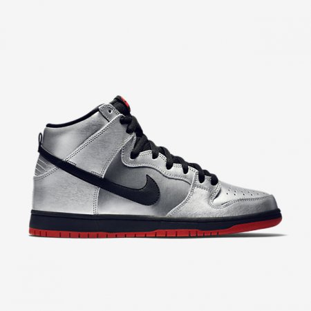 NIKE DUNK HIGH PRO SB Metallic Silver/Challenge Red/Black