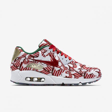 NIKE AIR MAX 90 White/Metallic Gold/University Red