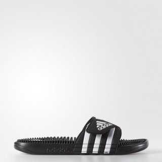 The adidas adissage Slides Sandals feature an adjustable strap, TPR footbed with massage nubs, and injected EVA outsole for lightweight comfort after swimming.