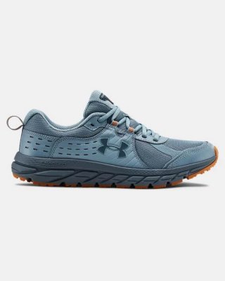 The UA Charged Toccoa 2 Running Shoes are color Ash Gray / Harbor Blue and style Under Armour 3021955-400. Reflective details for greater visibility on low-light runs.