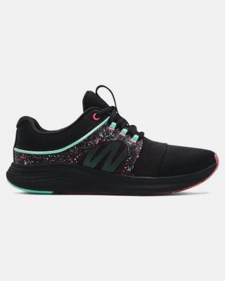 The UA Charged Breathe Bliss Paint Splatter Sportstyle Shoes are color Black / Tile Blue and style UA 3024168-001. UA Charged Cushioning® provides ultimate comfort.