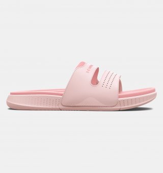 UA Ansa Studio Slides: Unique "nest" shape & soft plush liner for top of foot comfort.
