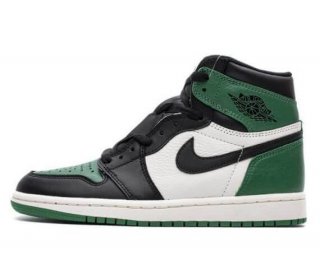 Save: 39% off. This Jordan 1 Retro High is composed of a white tumbled leather upper with pine green and black overlays.