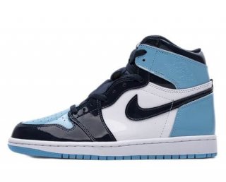 Save: 39% off, Jordan1 Blue Chill. Nike Air tongue tags atop a White midsole and Light Blue rubber outsole completes the design.