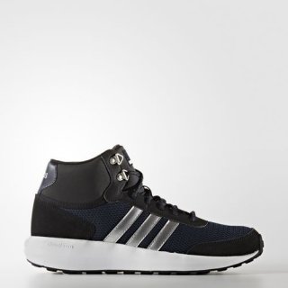 Stay warm and stylish with the adidas Cloudfoam Race Winter Mid Sneakers, featuring a knit mesh upper, D-rings, and cloudfoam cushioning.