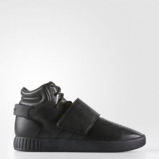 Elevate your street-style with adidas Tubular Invader Strap Shoes in sleek all-black, featuring a modern design inspired by retro B-ball sneakers.