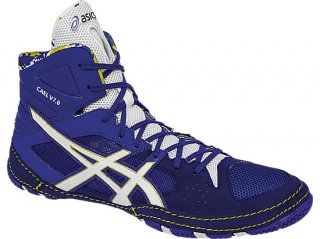 Asics Cael V7.0 on sale. These Asics Cael V7.0 ASICS Blue/White/Rich Gold J605Y 4501 are so stylish. everyone\'s wearing them nowadays.