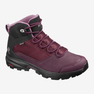 Salomon OUTWARD GTX W Hiking Shoes Wine Tasting / Black / Quail: Weighing just 390g, the shoe offers you just what’s needed where it’s needed with resistant materials including a Nubuck leather upper.