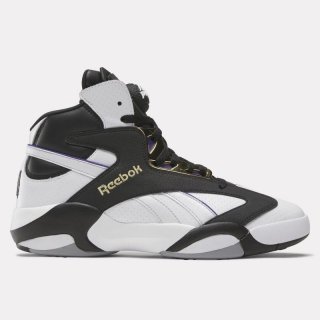 Embrace greatness with the Reebok Shaq Attaq MVP sneakers. Retro-inspired with white leather, gold and purple accents, and signature Pump technology.