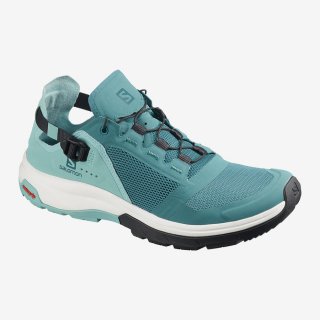 Salomon TECH AMPHIB 4 W Hiking Shoes: Features sustainable materials including a liner made from coffee beans and textile fiber and microfiber from 70% recycled PET.