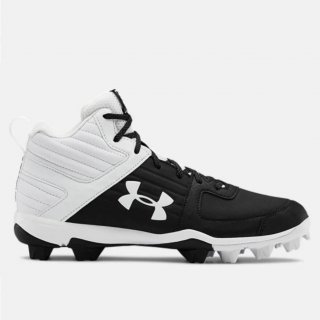 Men\'s UA Leadoff Mid RM Baseball Cleats: Durable overlay on toe cap for added protection, Padded collar & heel construction for ultimate step-in comfort.