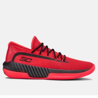 Men\'s UA SC 3ZER0 III Basketball Shoes: Half bootie construction for internal comfort & adjustability, Red / Jet Gray / Black.