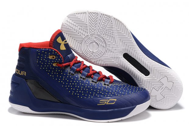 UA Curry 3 Basketball Shoes Navy/Glod Red/White