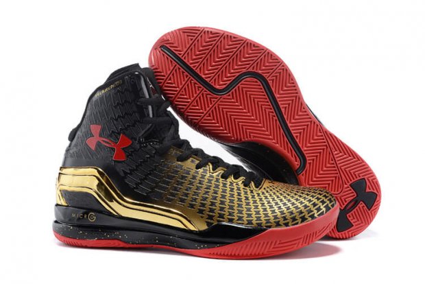 UA ClutchFit™ Drive Mid Basketball Shoes Black/Red Gold