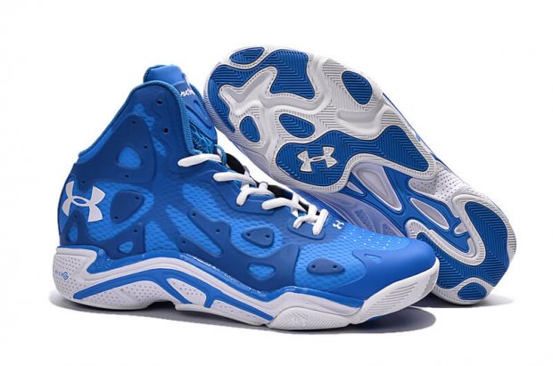 UA Micro G Anatomix Spawn II Basketball Shoes Blue/Whtie