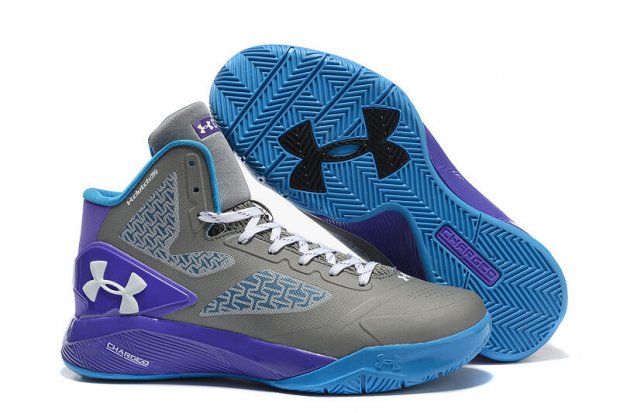 UA ClutchFit™ Drive II Basketball Shoes Grey Blue/Purple