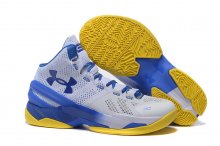 UA Curry Two Basketball Shoes Grey/Blue Yellow