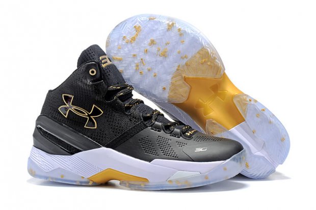 UA Curry Two Basketball Shoes Black/Gold White