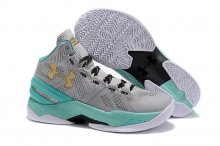 UA Curry Two Basketball Shoes Grey/Gold Pale blue