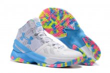 UA Curry Two Basketball Shoes Grey/Pale-Blue Mulit
