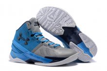 UA Curry Two Basketball Shoes Grey/Blue Navy