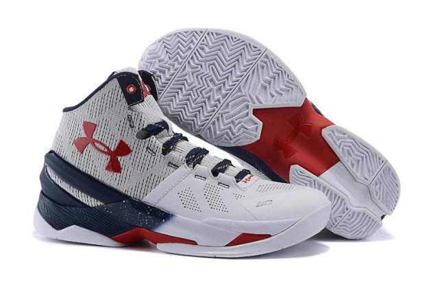 UA Curry Two Basketball Shoes Grey/Red Navy