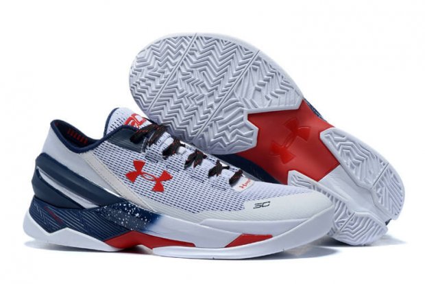 UA Curry Two Low Basketball Shoes White/Blue/Red