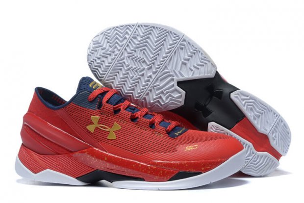 UA Curry Two Low Basketball Shoes Red/Gold