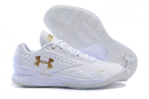 UA Curry One Low Basketball Shoes White/Gold