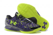 UA Curry One Low Basketball Shoes Black/Purple Green